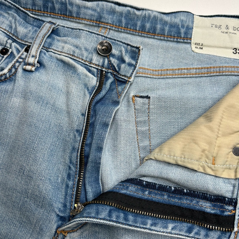 Rag & Bone Fit 2 Slim Fit Jeans 33x29 (Tag 33x32) Stretch Denim Straight Leg - Picture 6 of 14